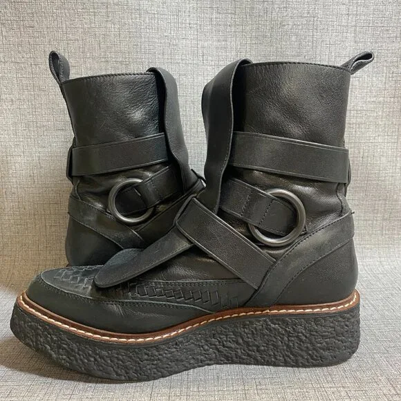 COACH Black Whipstitch High Top Creeper Women's - Picture 4 of 13